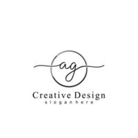 Initial AG handwriting logo with circle hand drawn template vector