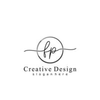 Initial FP handwriting logo with circle hand drawn template vector