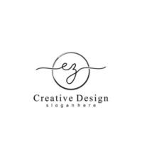 Initial EZ handwriting logo with circle hand drawn template vector