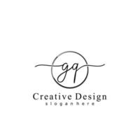 Initial GQ handwriting logo with circle hand drawn template vector