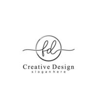 Initial FD handwriting logo with circle hand drawn template vector