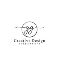 Initial GG handwriting logo with circle hand drawn template vector