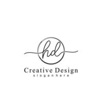 Initial HD handwriting logo with circle hand drawn template vector