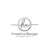 Initial HX handwriting logo with circle hand drawn template vector
