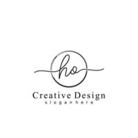 Initial HO handwriting logo with circle hand drawn template vector