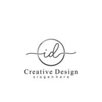 Initial ID handwriting logo with circle hand drawn template vector