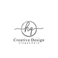 Initial HQ handwriting logo with circle hand drawn template vector