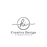 Initial HI handwriting logo with circle hand drawn template vector