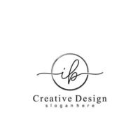 Initial IB handwriting logo with circle hand drawn template vector