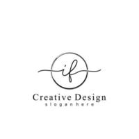 Initial IF handwriting logo with circle hand drawn template vector