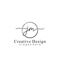 Initial JM handwriting logo with circle hand drawn template vector