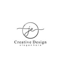 Initial JE handwriting logo with circle hand drawn template vector