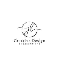Initial JL handwriting logo with circle hand drawn template vector