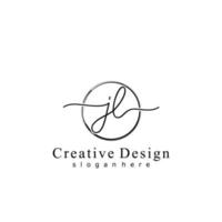 Initial JL handwriting logo with circle hand drawn template vector