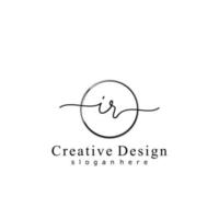 Initial IR handwriting logo with circle hand drawn template vector