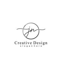 Initial JN handwriting logo with circle hand drawn template vector