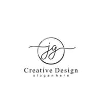 Initial JG handwriting logo with circle hand drawn template vector