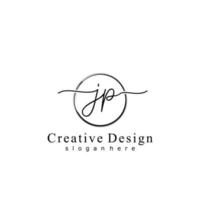 Initial JP handwriting logo with circle hand drawn template vector