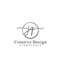 Initial JQ handwriting logo with circle hand drawn template vector