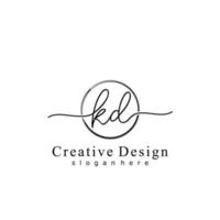Initial KD handwriting logo with circle hand drawn template vector