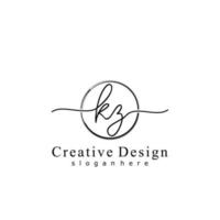 Initial KZ handwriting logo with circle hand drawn template vector