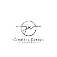 Initial JX handwriting logo with circle hand drawn template vector