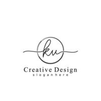 Initial KV handwriting logo with circle hand drawn template vector