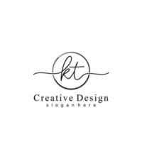 Initial KT handwriting logo with circle hand drawn template vector