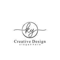 Initial KY handwriting logo with circle hand drawn template vector