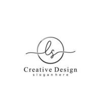 Initial LS handwriting logo with circle hand drawn template vector