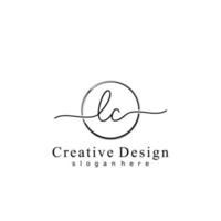 Initial LC handwriting logo with circle hand drawn template vector