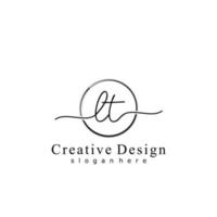 Initial LT handwriting logo with circle hand drawn template vector