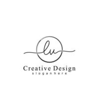 Initial LV handwriting logo with circle hand drawn template vector