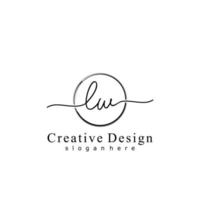 inicial lw escritura logo con circulo mano dibujado modelo vector