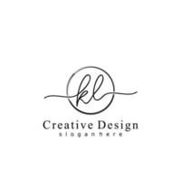 Initial KL handwriting logo with circle hand drawn template vector