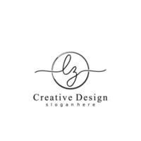 Initial LZ handwriting logo with circle hand drawn template vector