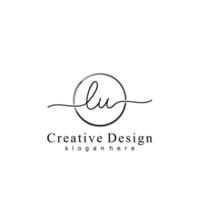 Initial LU handwriting logo with circle hand drawn template vector