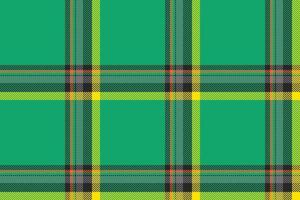 Plaid background, check seamless pattern in green. Vector fabric texture for textile print, wrapping paper, gift card or wallpaper.