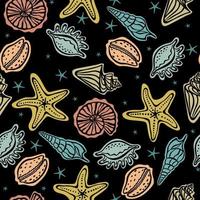 Seashells and starfish seamless pattern vector