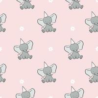 Seamless pattern with cute elephants with flowers. Children seamless pattern for fabric, background, gift paper, wallpaper. vector