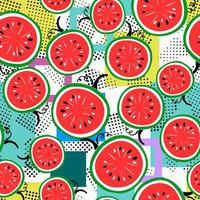 Colorful organic shapes seamless pattern. Cute watermelons, decorative abstract art vector illustration