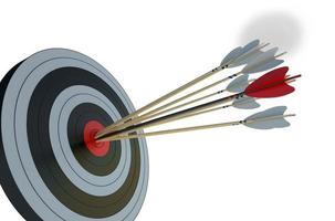 Target to hit, concept of aim for business success. 3d render photo