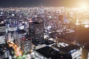 Night skyline of Tokyo city from a skyscraper. photo