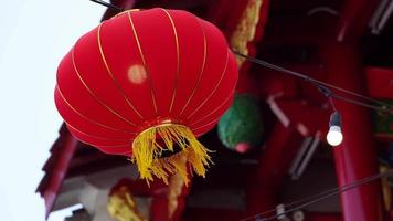 Red Chinese lantern near the heritage building video