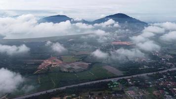 Aerial view plantation and highway in rural area of Bukit Mertajam video