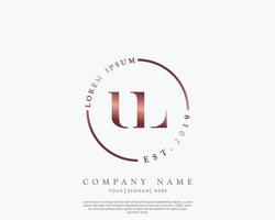 Initial letter UL Feminine logo beauty monogram and elegant logo design, handwriting logo of initial signature, wedding, fashion, floral and botanical with creative template vector