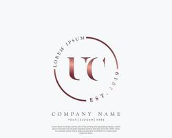 Initial letter UC Feminine logo beauty monogram and elegant logo design, handwriting logo of initial signature, wedding, fashion, floral and botanical with creative template vector