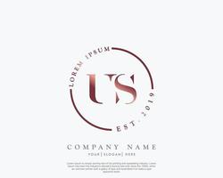 Initial letter US Feminine logo beauty monogram and elegant logo design, handwriting logo of initial signature, wedding, fashion, floral and botanical with creative template vector