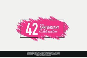 42 year anniversary celebration vector pink design in black frame on white background abstract illustration logo