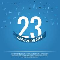 23rd anniversary celebration vector design with white color numbers and white color font on blue color background abstract